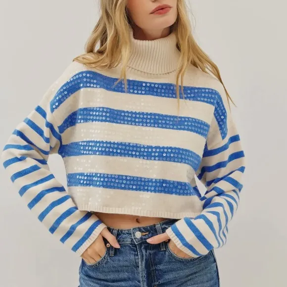 004. NEW The Rachel Sequined Striped Sweater
