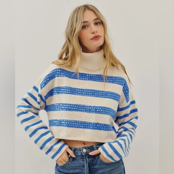004. NEW The Rachel Sequined Striped Sweater