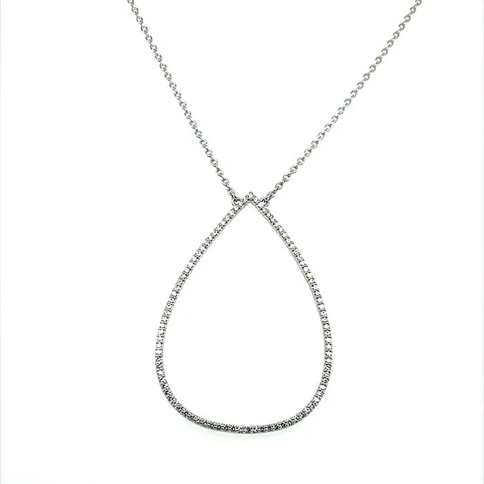 0.46 CTW DEW Moissanite Open Teardrop Necklace in Sterling Silver