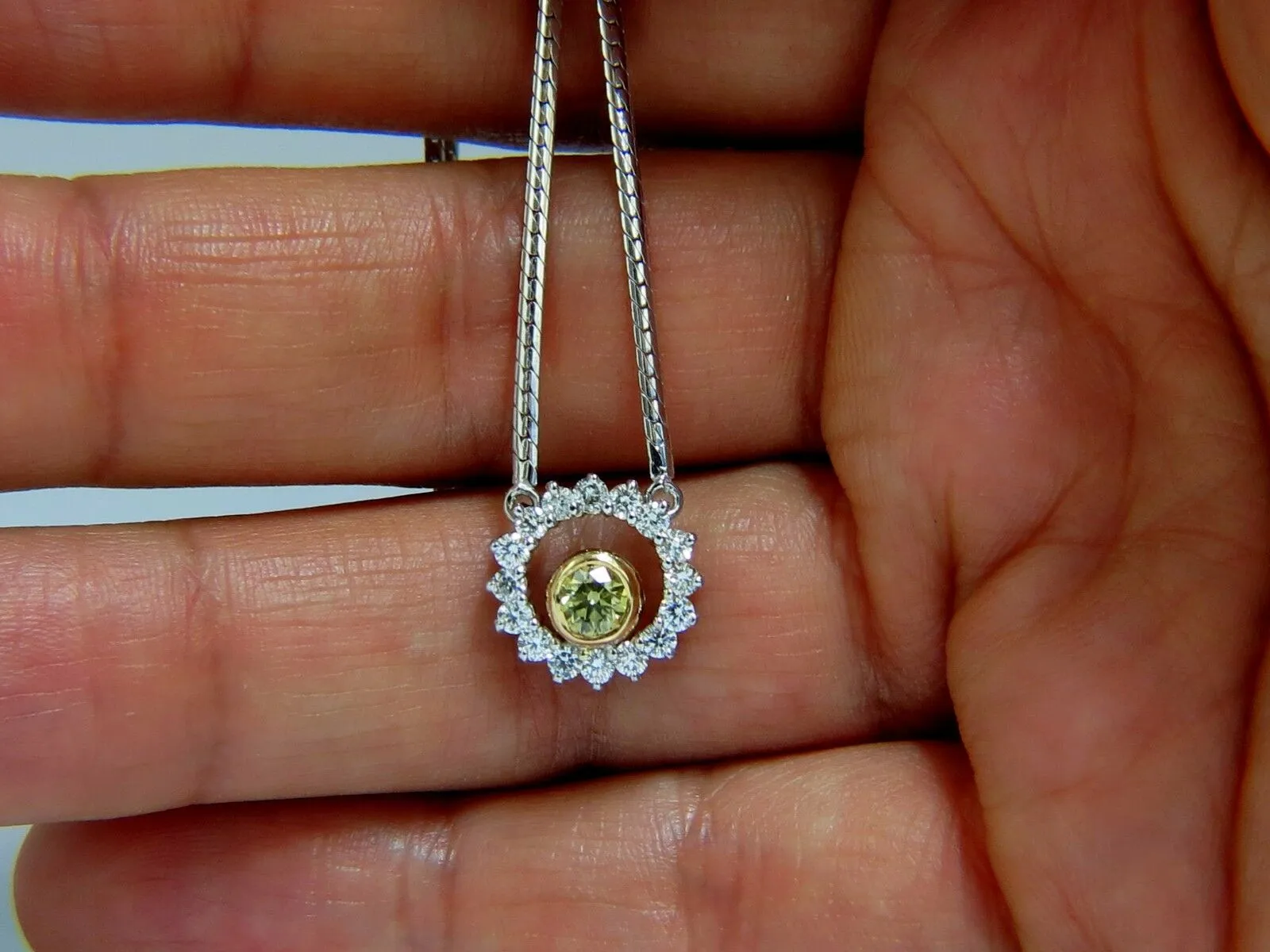 1.02 Carat Fancy Color Natural Yellow Brown Diamond Circle Eternity Necklace
