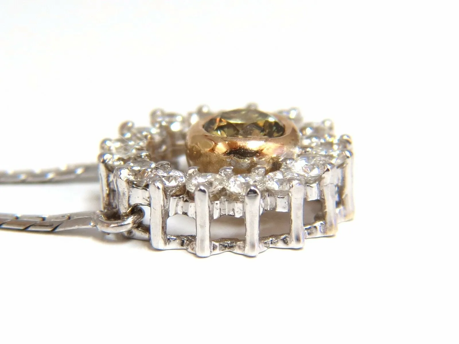 1.02 Carat Fancy Color Natural Yellow Brown Diamond Circle Eternity Necklace