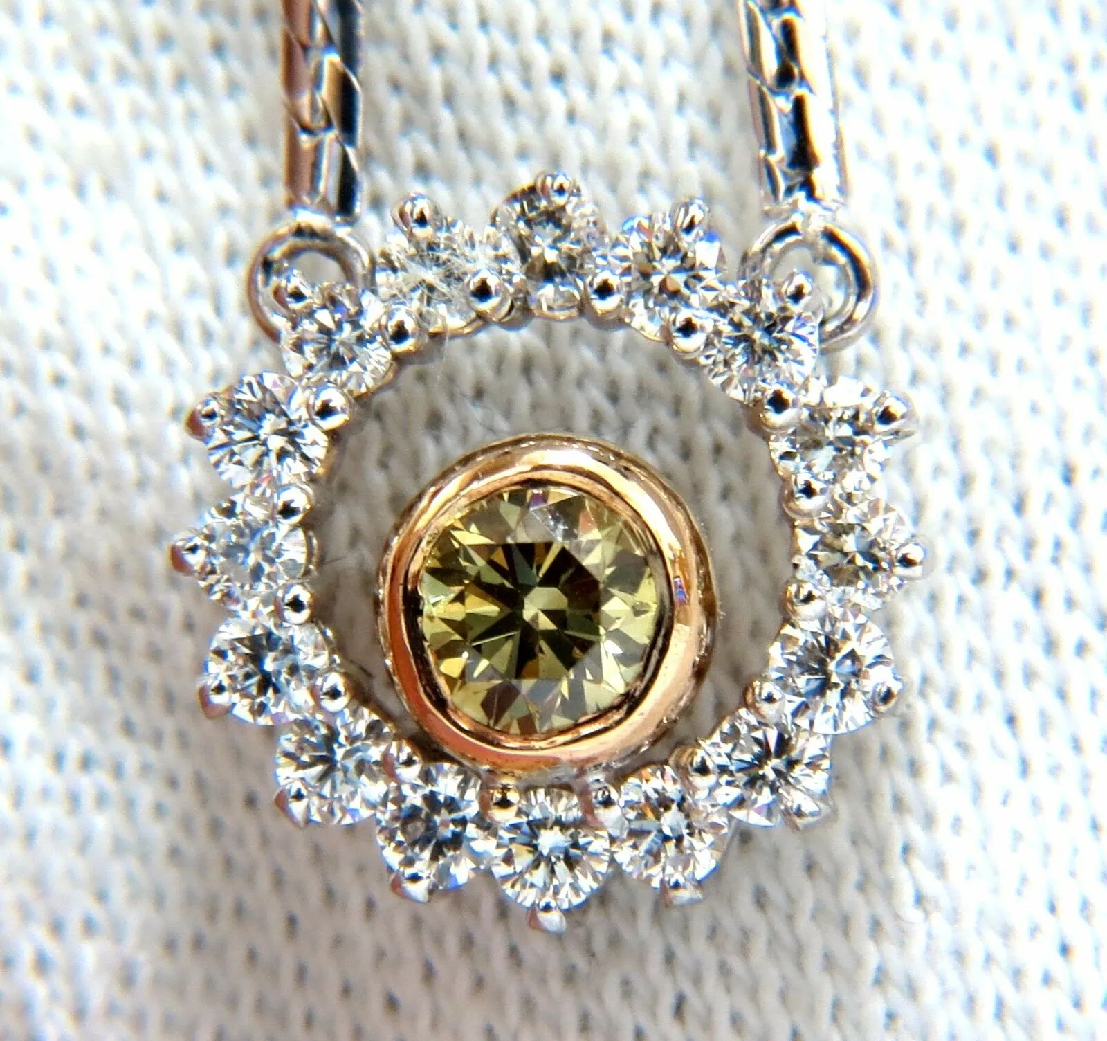 1.02 Carat Fancy Color Natural Yellow Brown Diamond Circle Eternity Necklace
