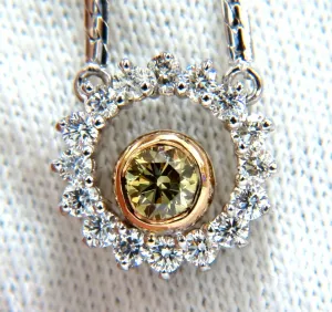 1.02 Carat Fancy Color Natural Yellow Brown Diamond Circle Eternity Necklace