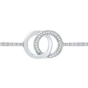 10K White Gold Diamond Linked Circles Bracelet 1/12 Cttw