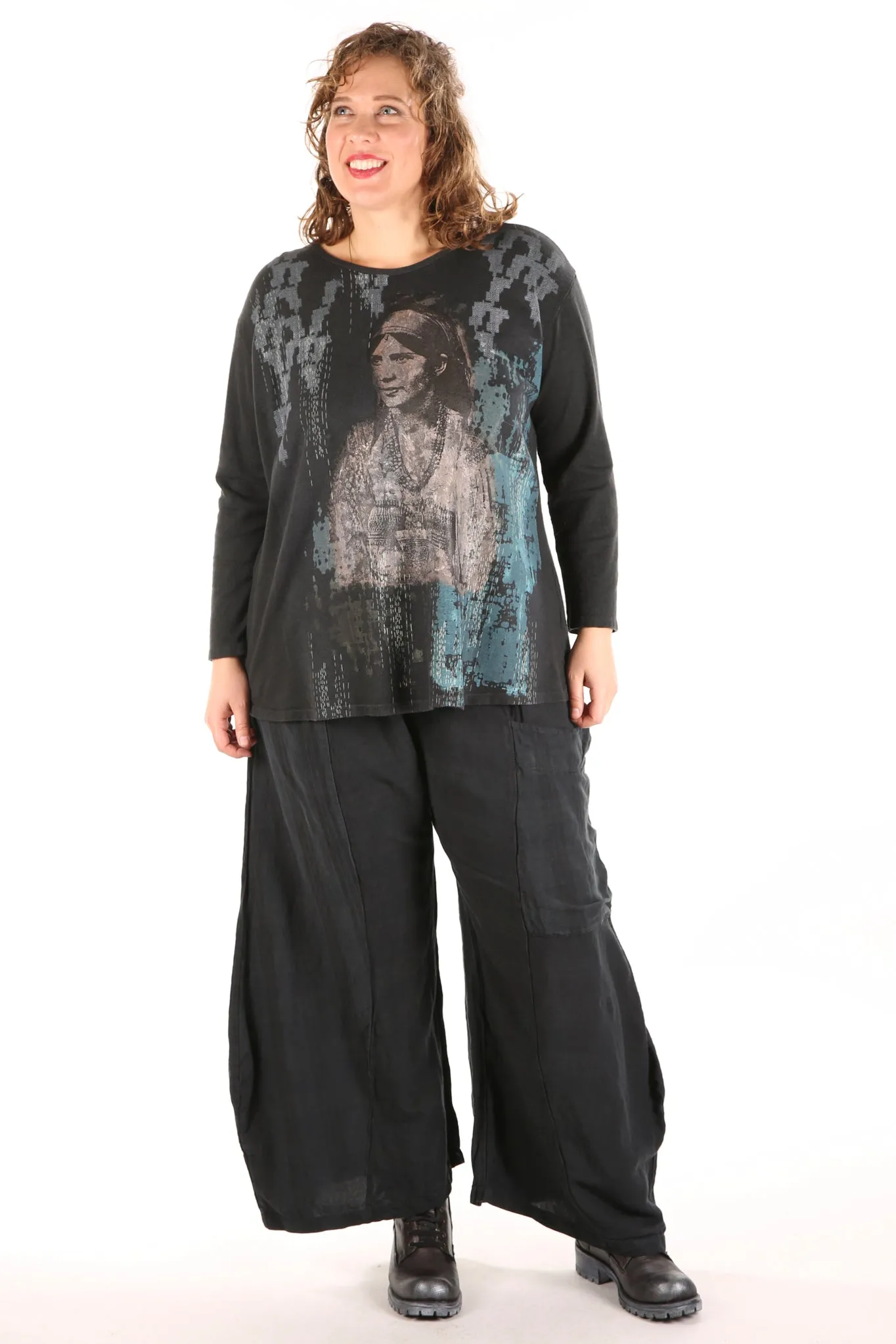1230 Hemp Organic Cotton Top Blacken Desert Beauty Print