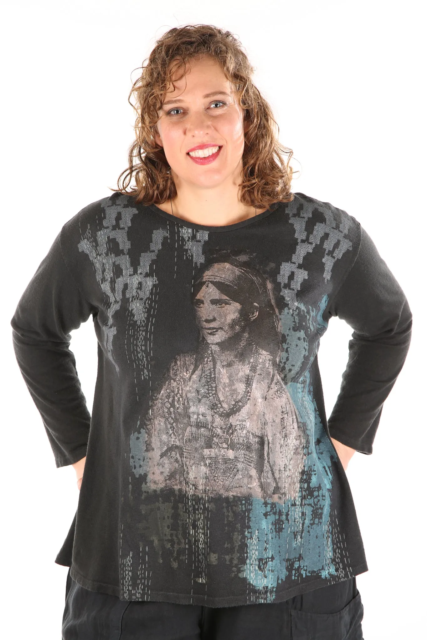 1230 Hemp Organic Cotton Top Blacken Desert Beauty Print