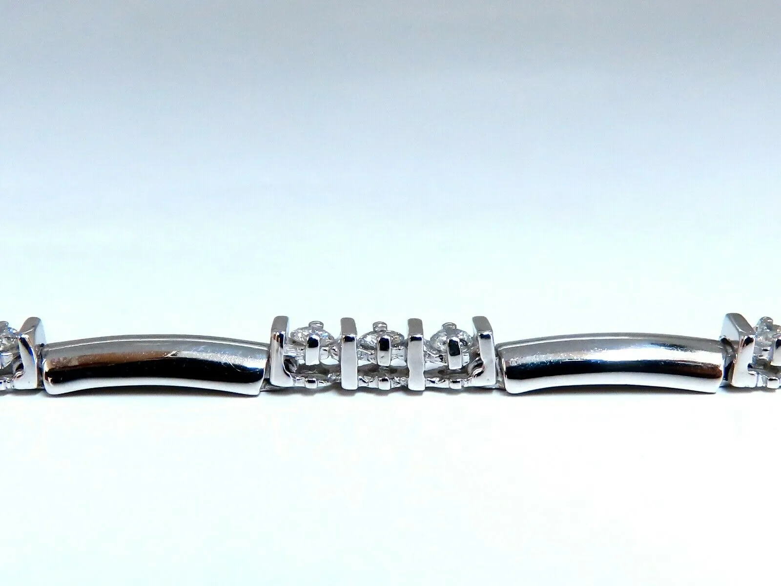 1.30ct Natural Diamonds Long Bar Linked Bracelet 14 Karat