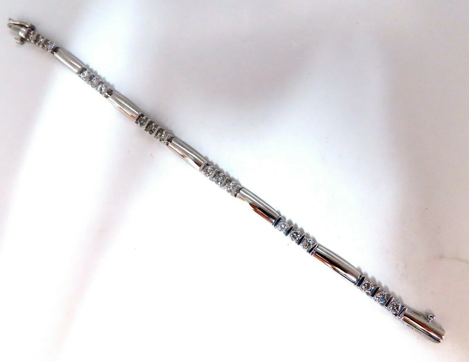 1.30ct Natural Diamonds Long Bar Linked Bracelet 14 Karat