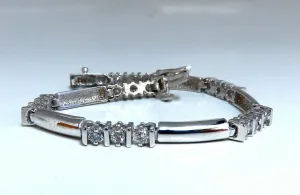 1.30ct Natural Diamonds Long Bar Linked Bracelet 14 Karat