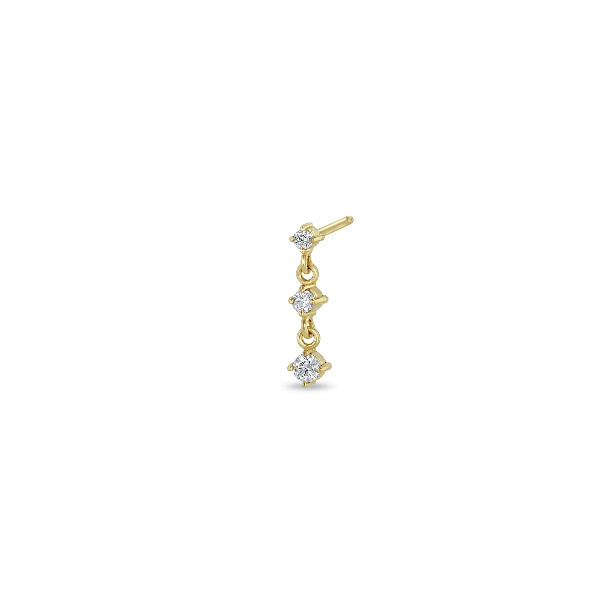 14k 3 Linked Graduated Prong Diamond Drop Earrings