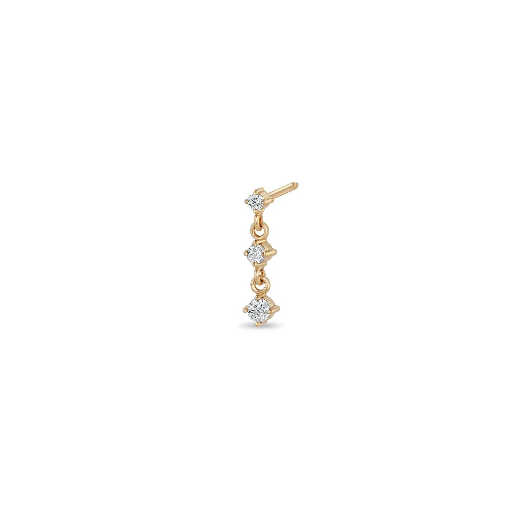 14k 3 Linked Graduated Prong Diamond Drop Earrings