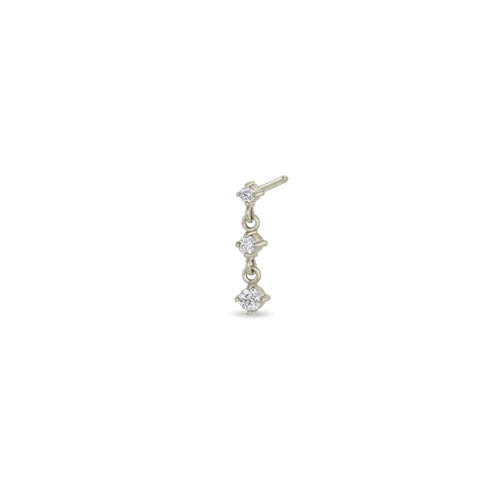 14k 3 Linked Graduated Prong Diamond Drop Earrings
