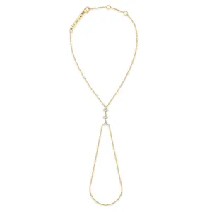 14k 3 Small Prong Diamond Trio Hand Chain