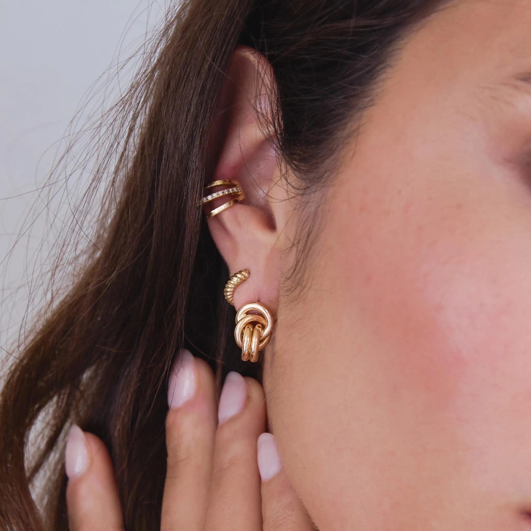 14k Double Linked Knot Drop Earrings