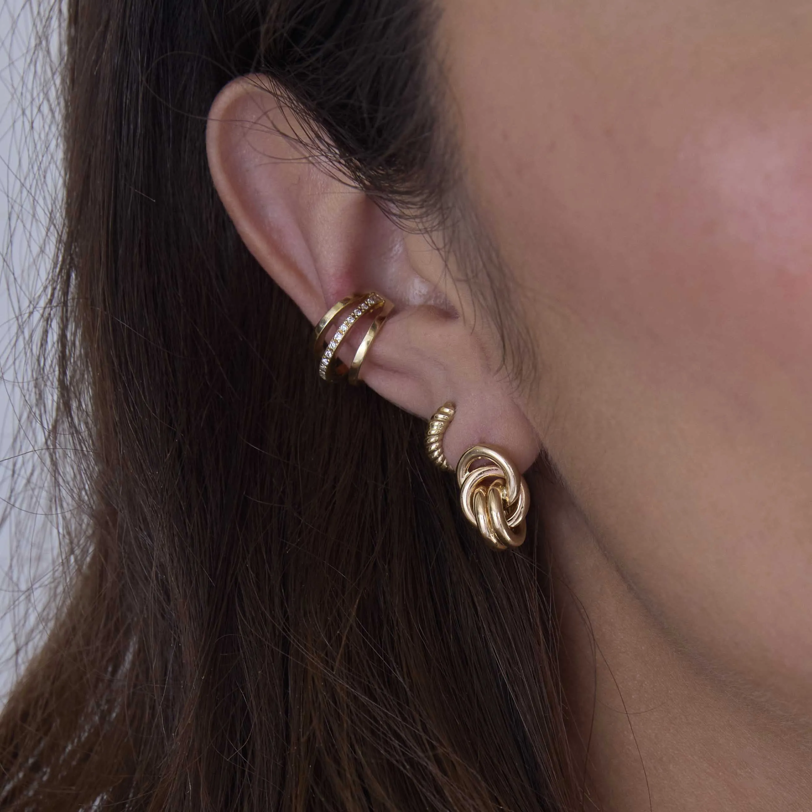 14k Double Linked Knot Drop Earrings