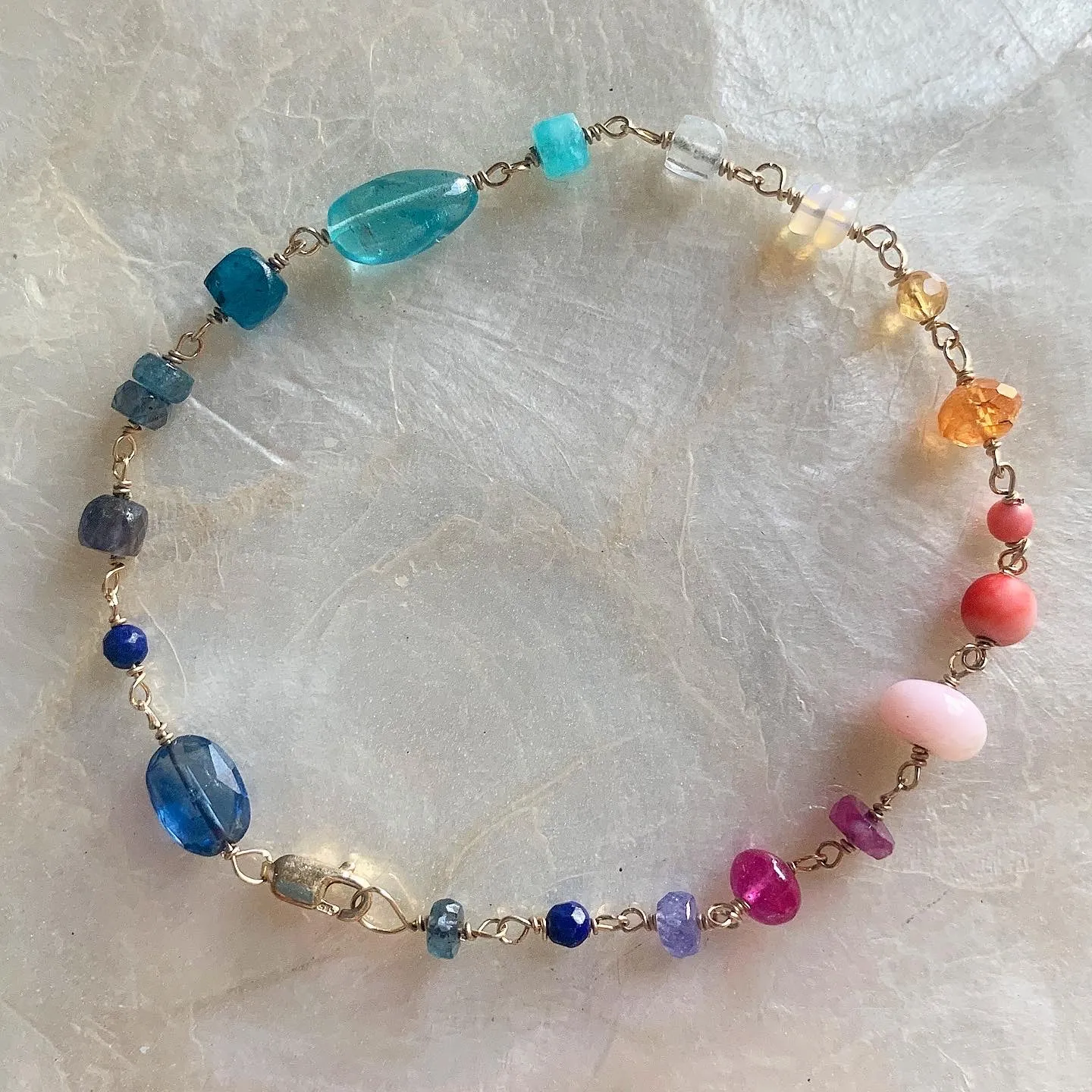 14k goldfill Linked Sunset Spectrum Bracelet