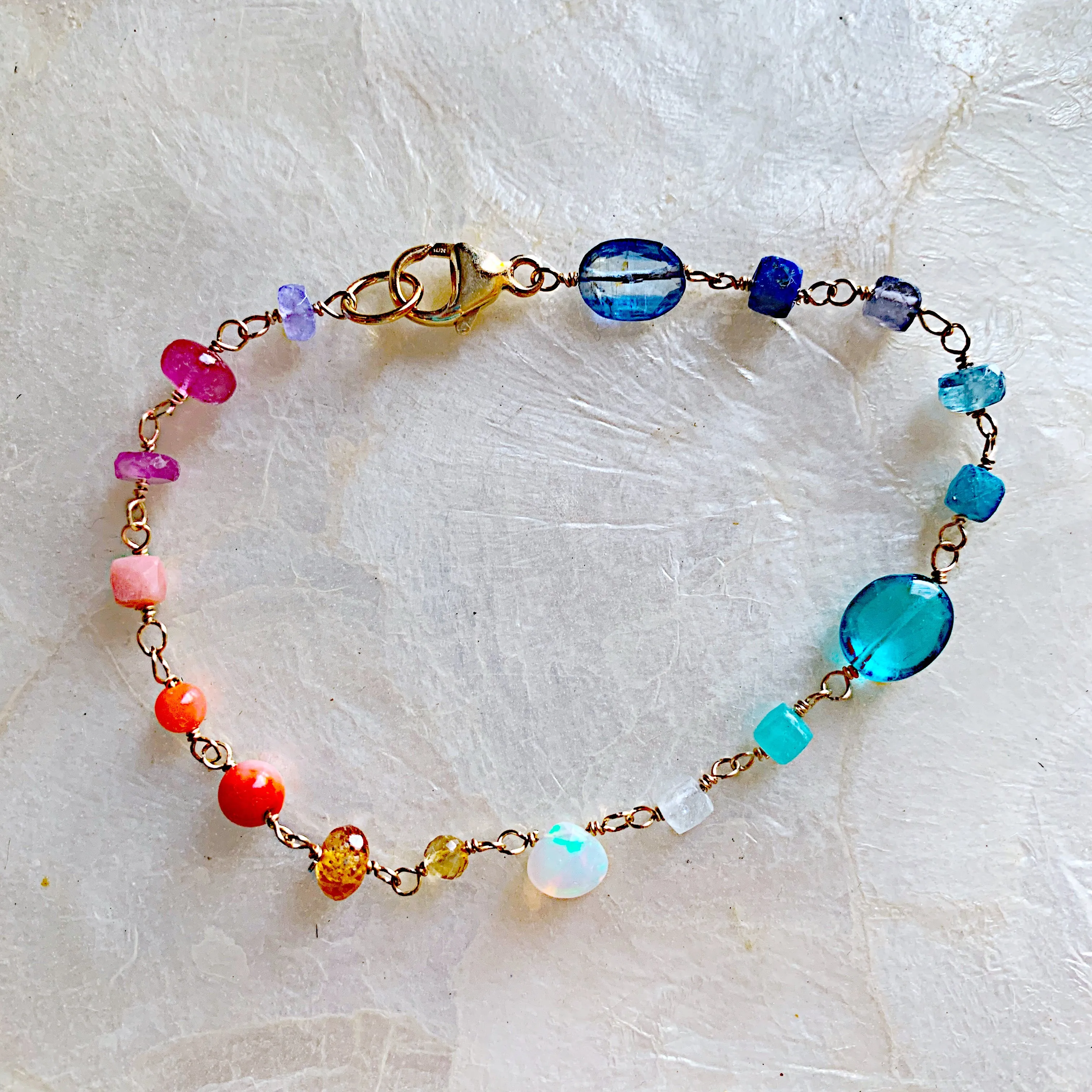 14k goldfill Linked Sunset Spectrum Bracelet