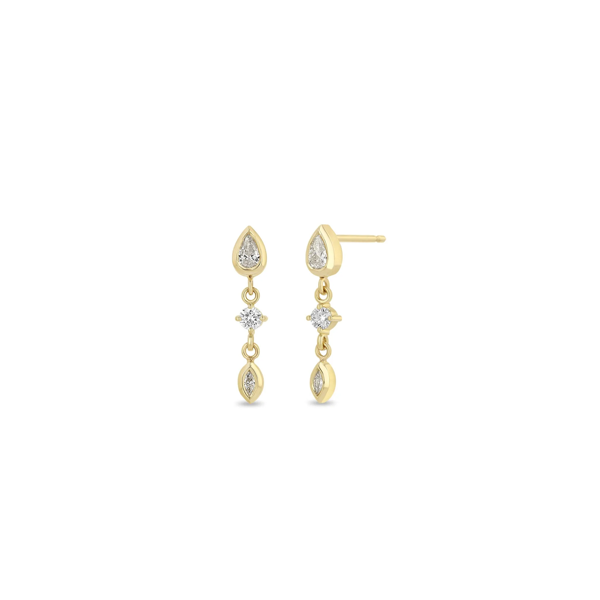 14k Linked Mixed Diamond Drop Earrings