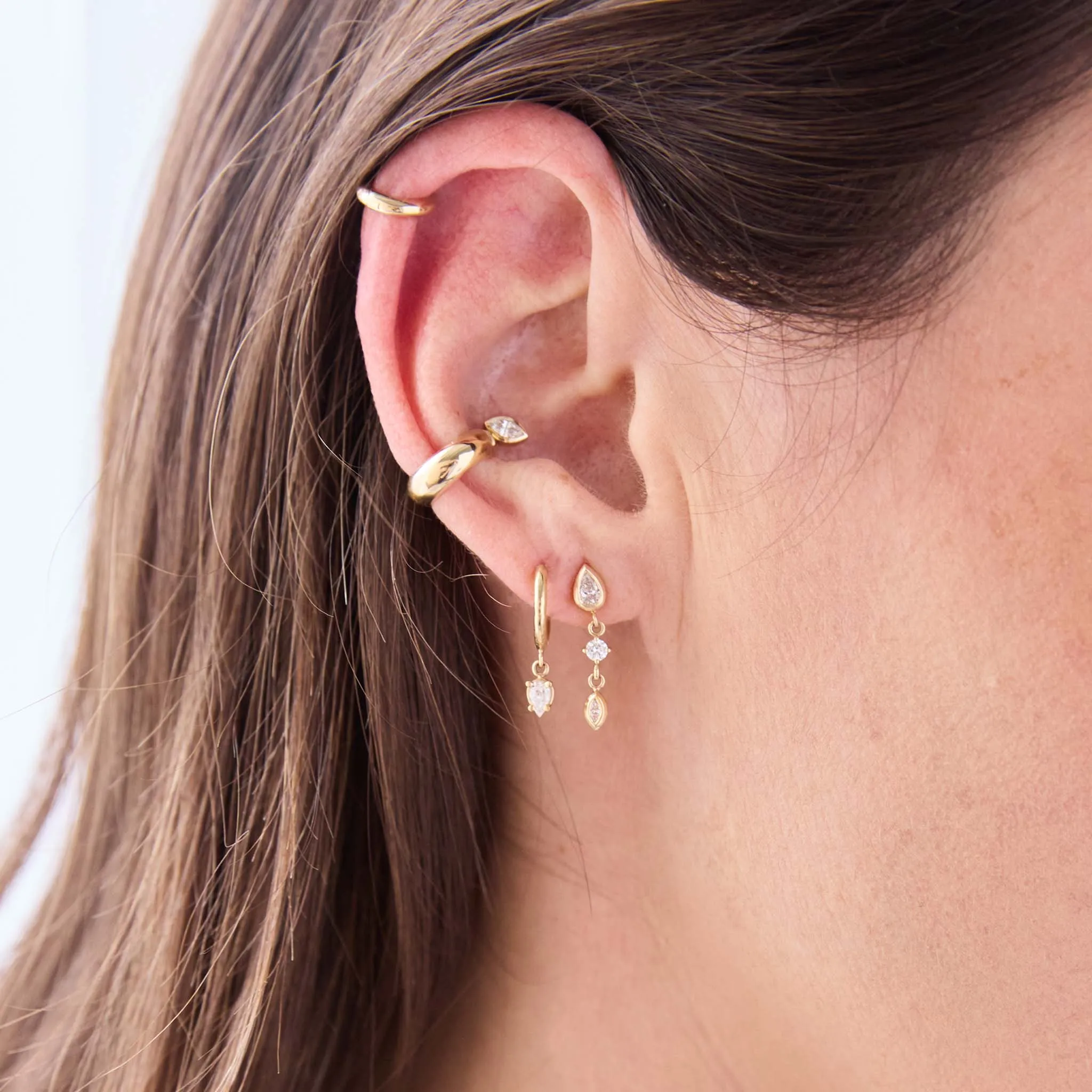 14k Linked Mixed Diamond Drop Earrings