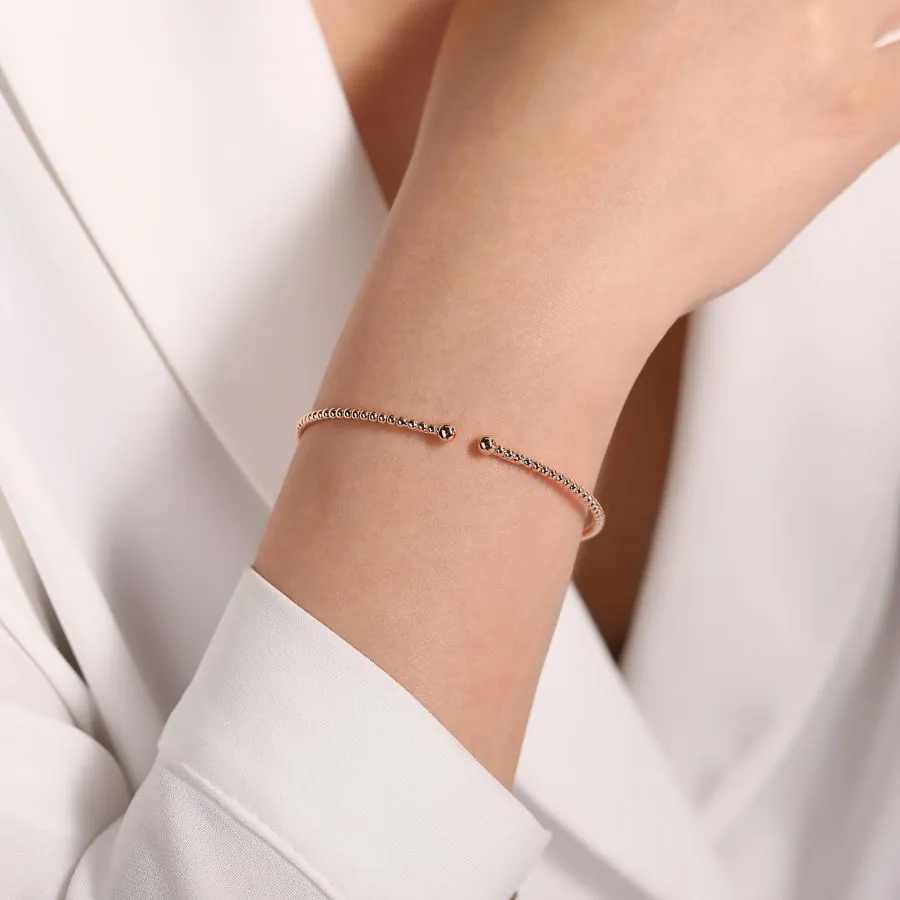 14K Rose Gold Beaded Bujukan Bangle, Sz 6.25