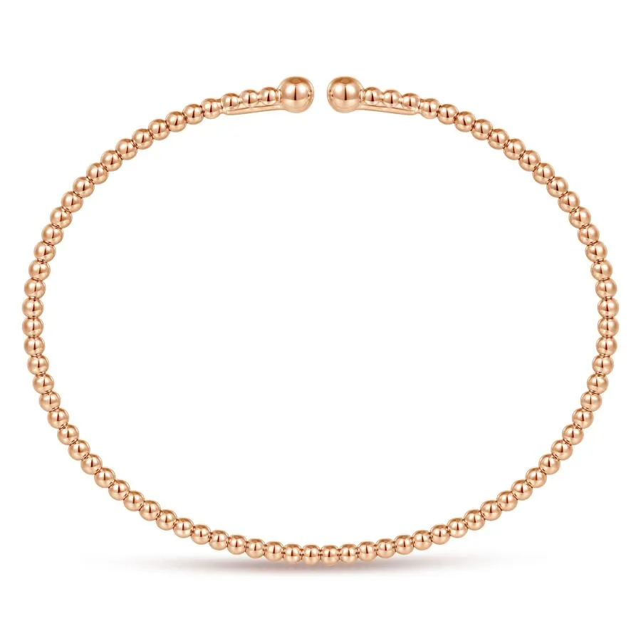 14K Rose Gold Beaded Bujukan Bangle, Sz 6.25