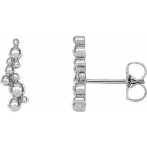 14K White Beaded Ear Climbers