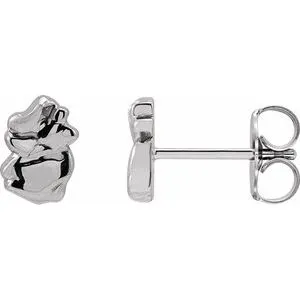 14K White Tiny Nugget Earrings