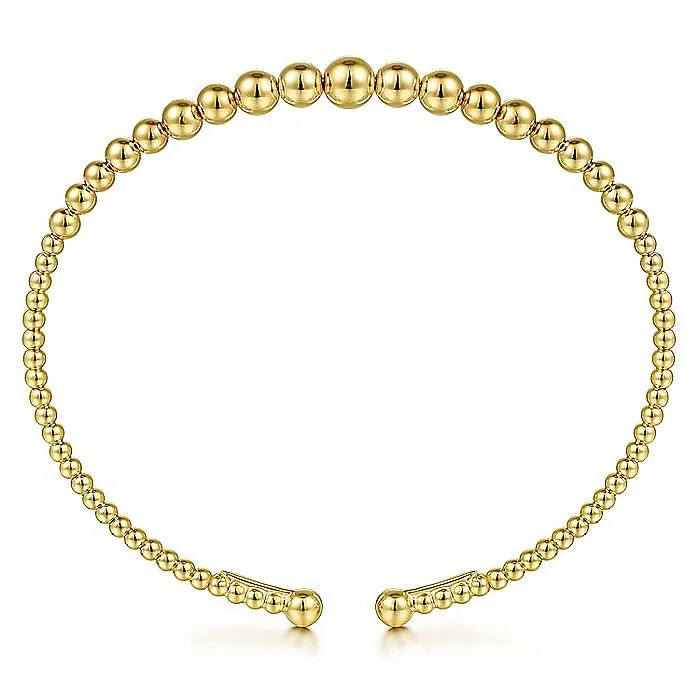 14KT yellow gold graduated beaded bangle bracelet, size 6.25