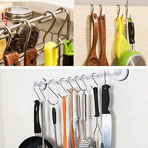 15 Pcs Round S Shaped Hooks S Hanging Hooks Hangers in Polished Stainless Steel Metal for Kitchen, Bedroom and Office