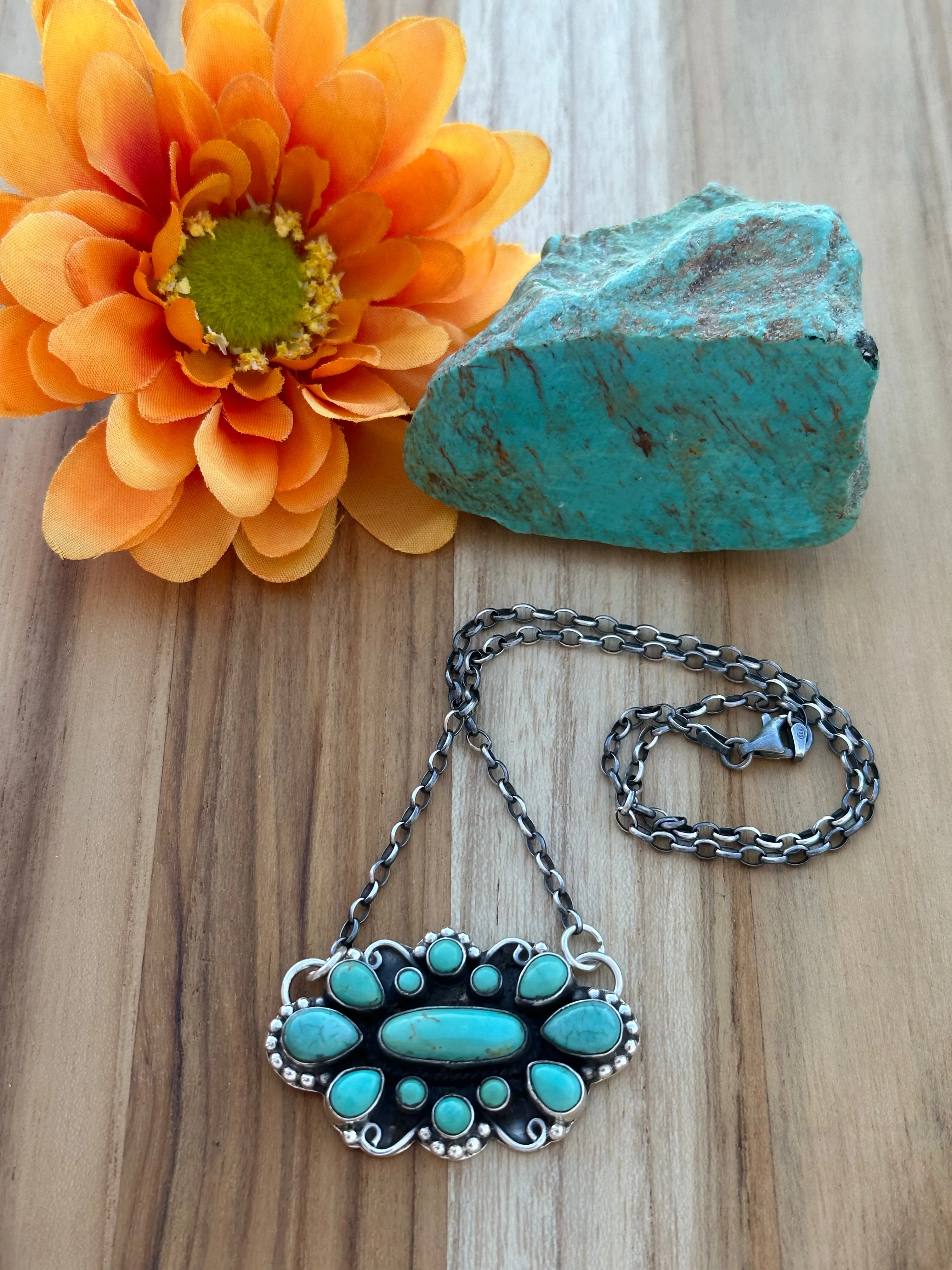 17" Turquoise Cluster Pendent