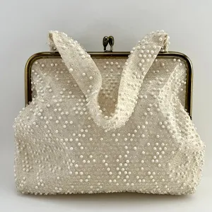 1950s Lumured Ivory Beaded Handbags