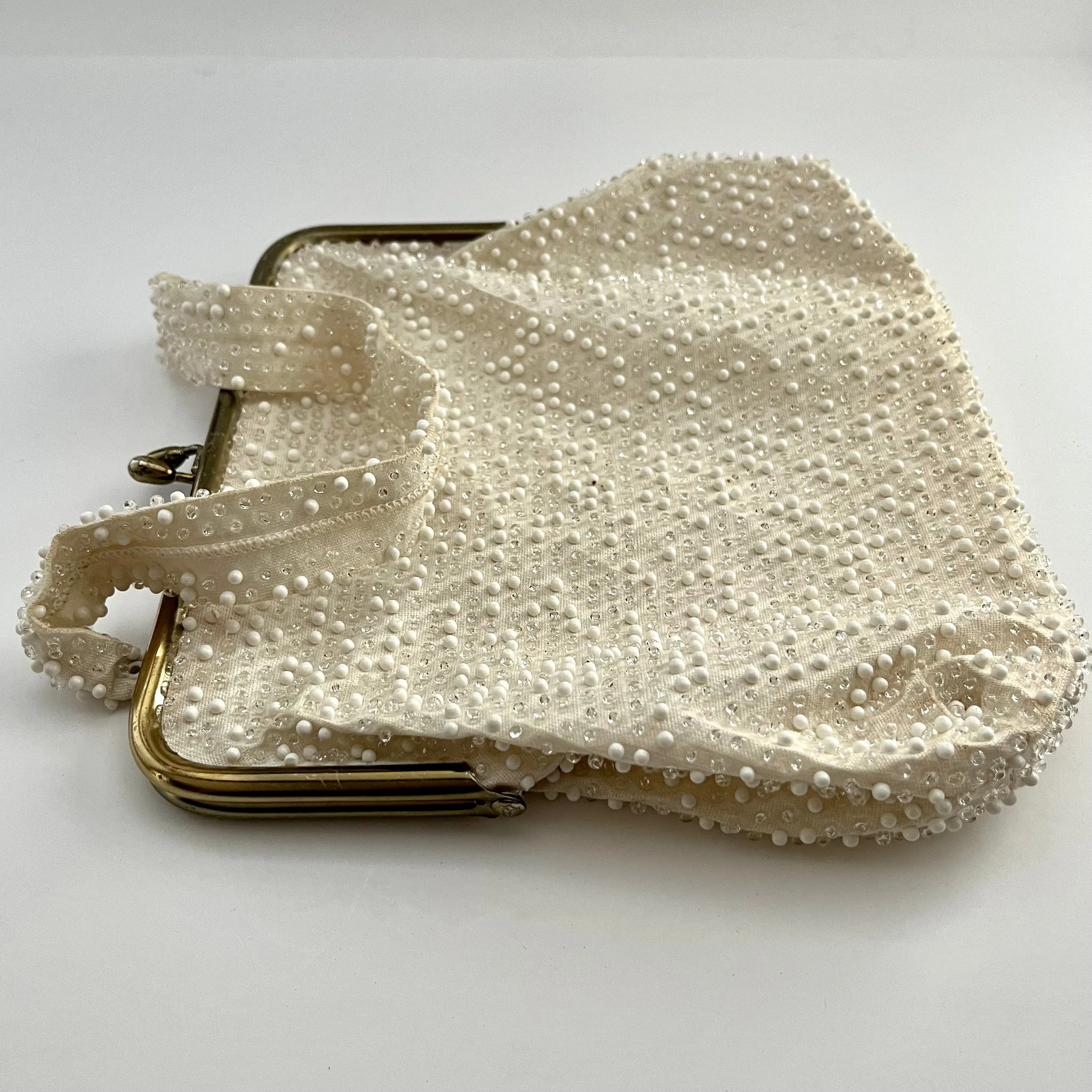 1950s Lumured Ivory Beaded Handbags