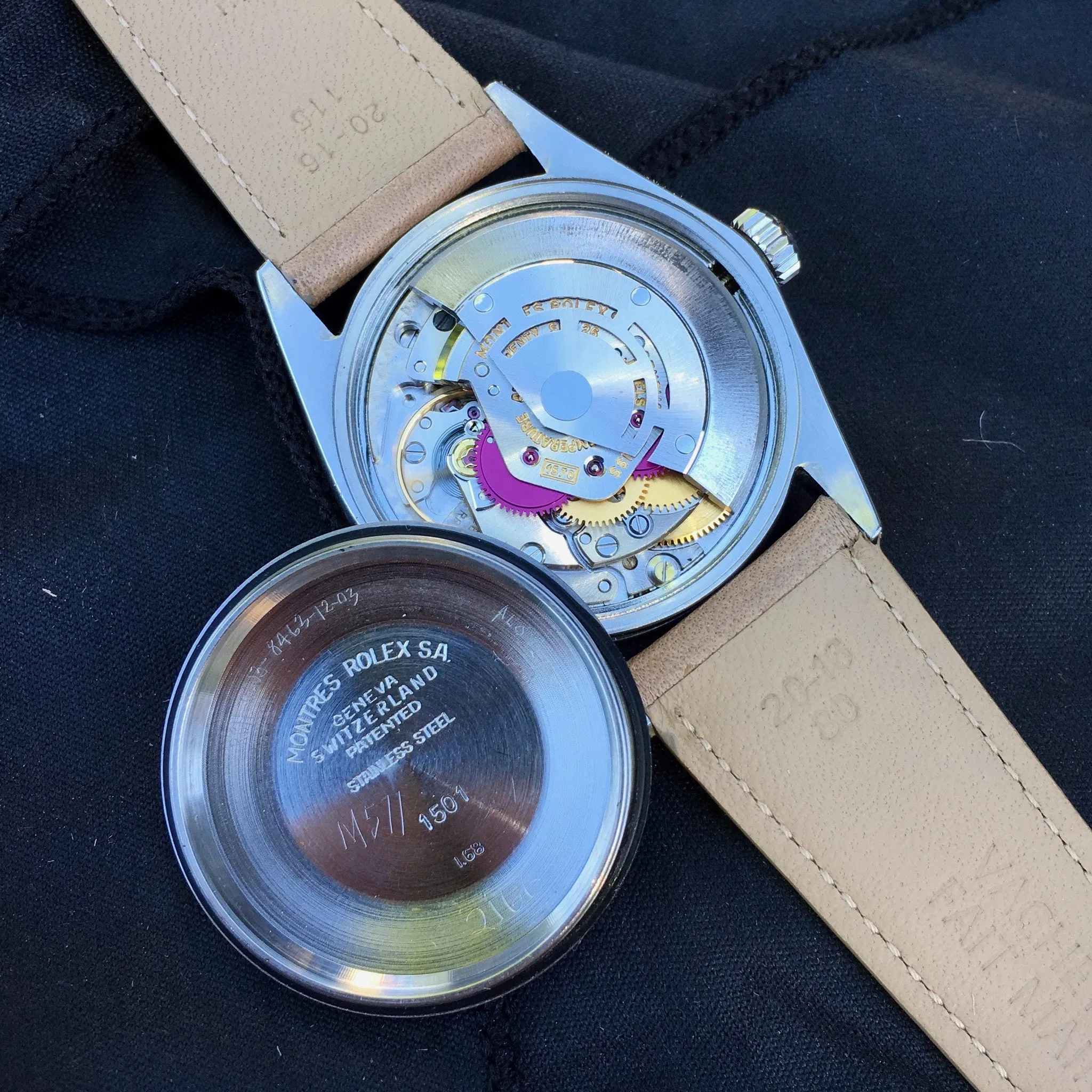 1968 Rolex Date 1501 Tropical Creme Brûlée Stainless Steel Caliber 1570 Wristwatch