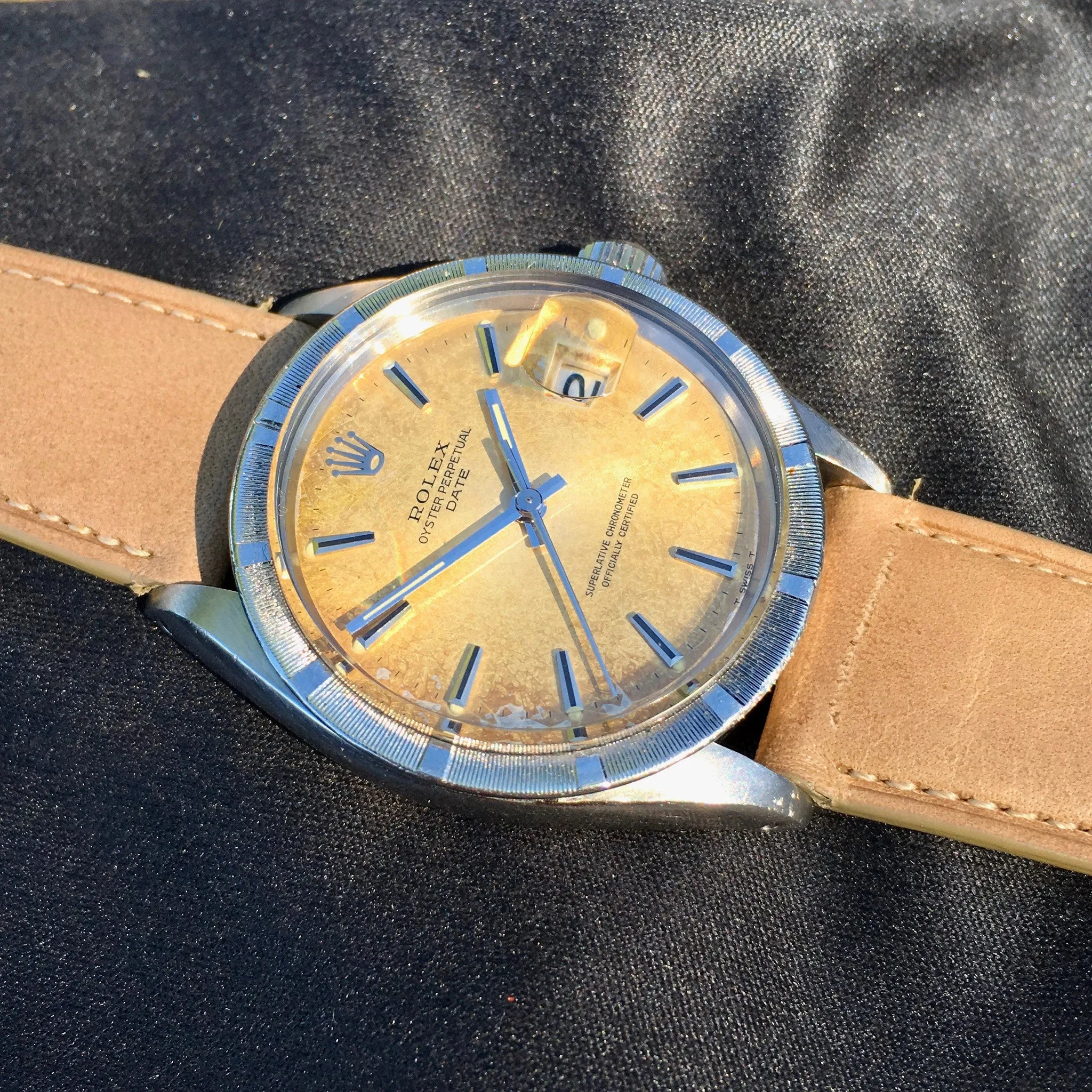 1968 Rolex Date 1501 Tropical Creme Brûlée Stainless Steel Caliber 1570 Wristwatch