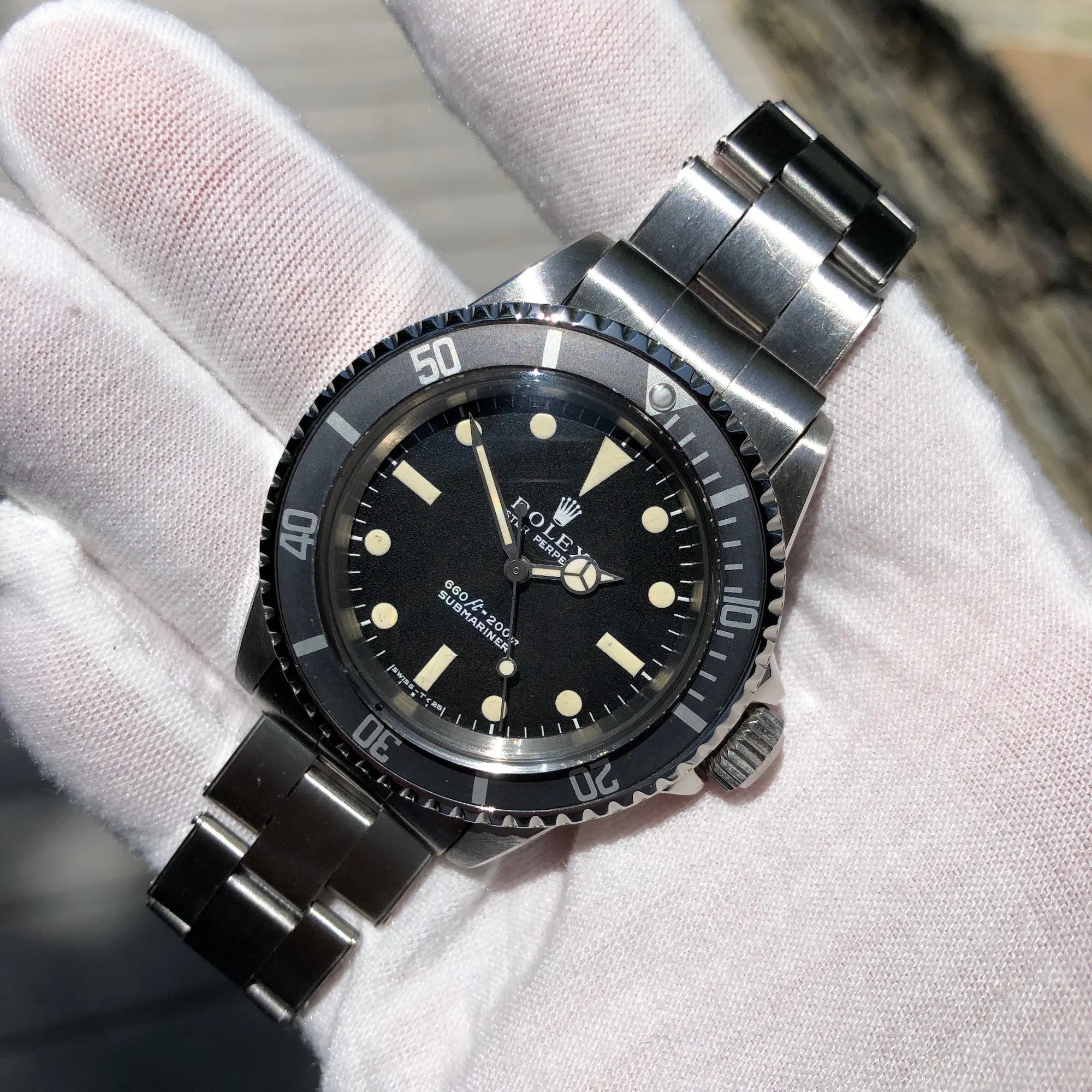 1971 Rolex Submariner 5513 Matte Black Non Serif Dial Wristwatch