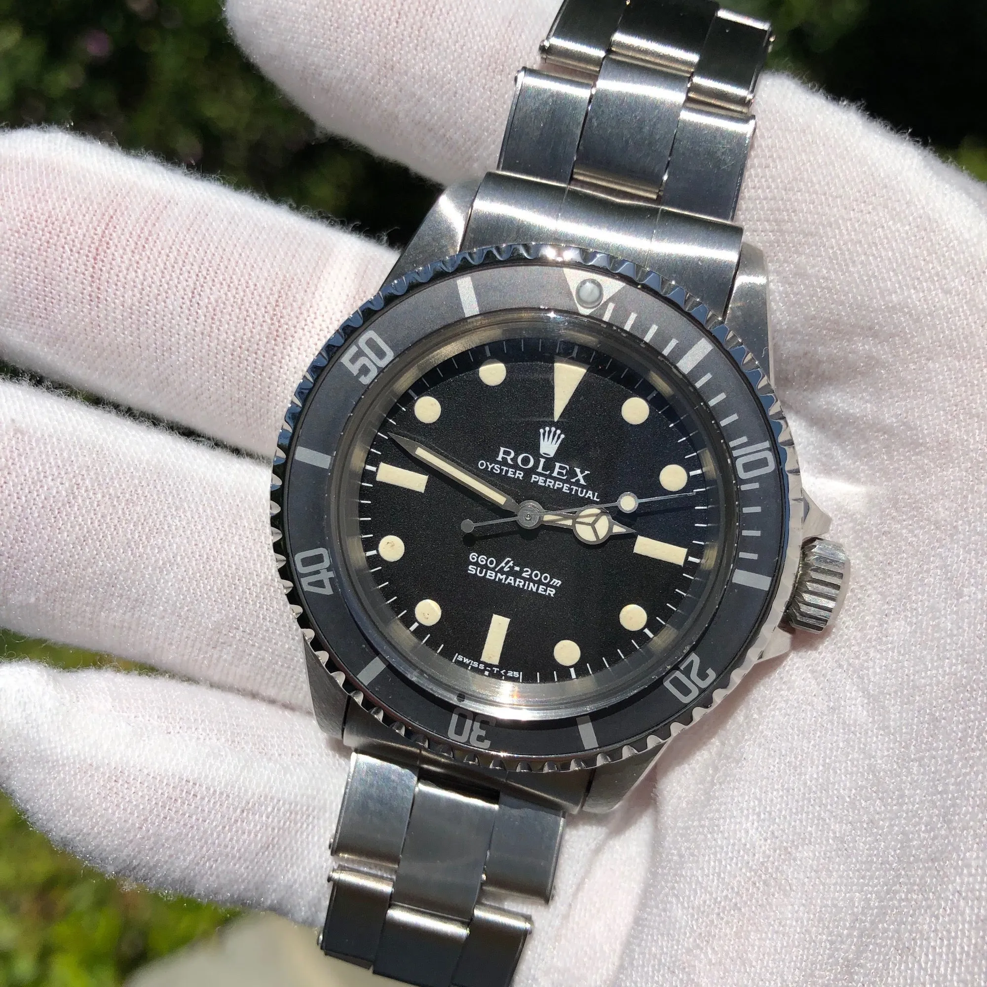 1971 Rolex Submariner 5513 Matte Black Non Serif Dial Wristwatch