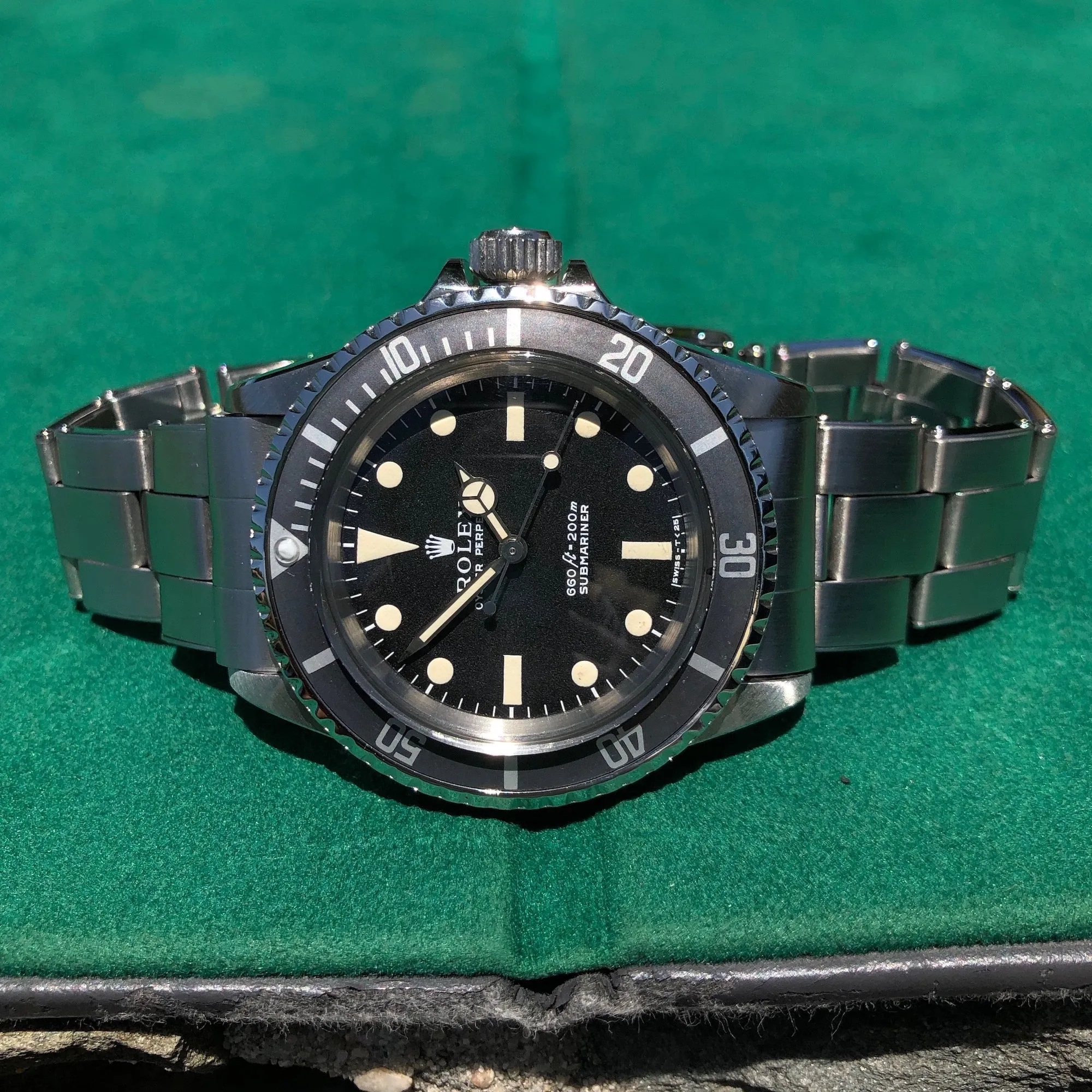 1971 Rolex Submariner 5513 Matte Black Non Serif Dial Wristwatch