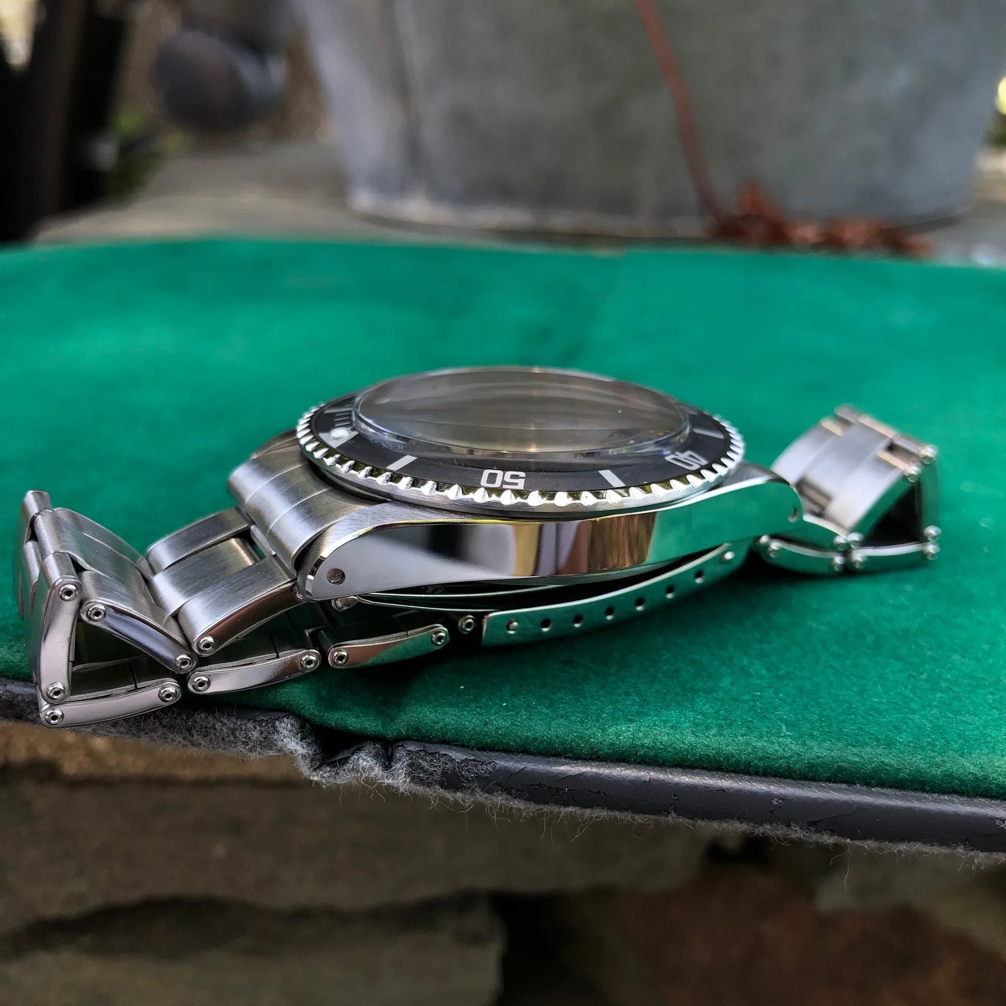1971 Rolex Submariner 5513 Matte Black Non Serif Dial Wristwatch