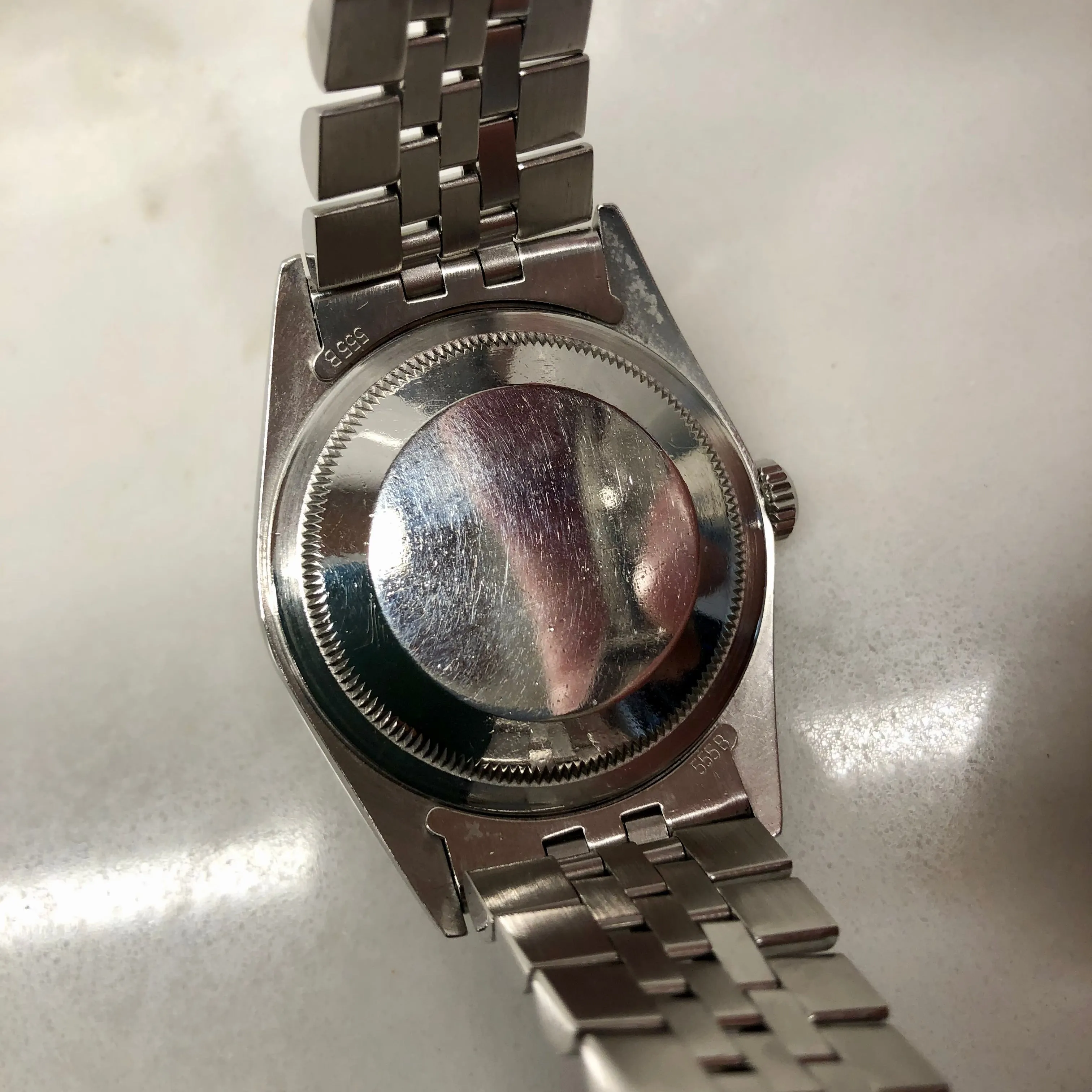 1991 Rolex Datejust 16220 Silver Tapestry Steel Jubilee Wristwatch with Box and Papers