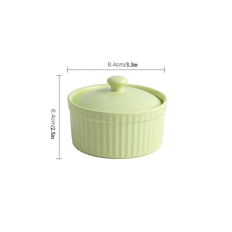 1pc Ceramic Soufflé Covered Bowl with Lid