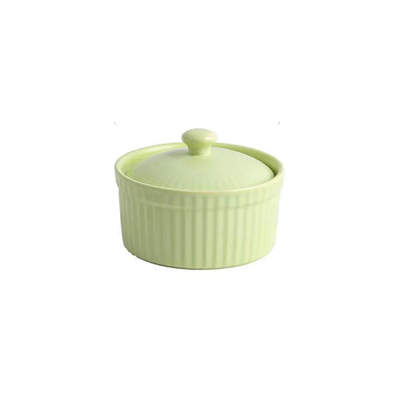 1pc Ceramic Soufflé Covered Bowl with Lid