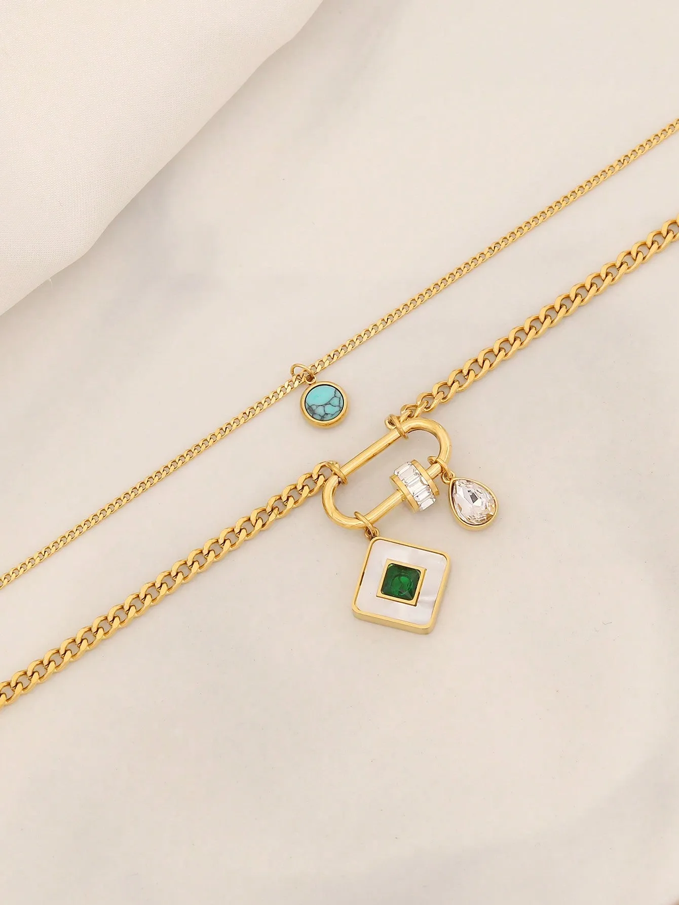 1pc Turquoise Square Shaped Double Layered