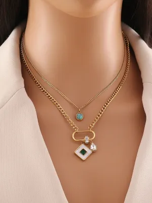 1pc Turquoise Square Shaped Double Layered