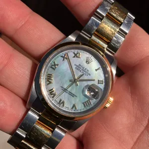 2000 Rolex Datejust 16203 Mother of Pearl Oyster Two Tone Wristwatch Box Papers