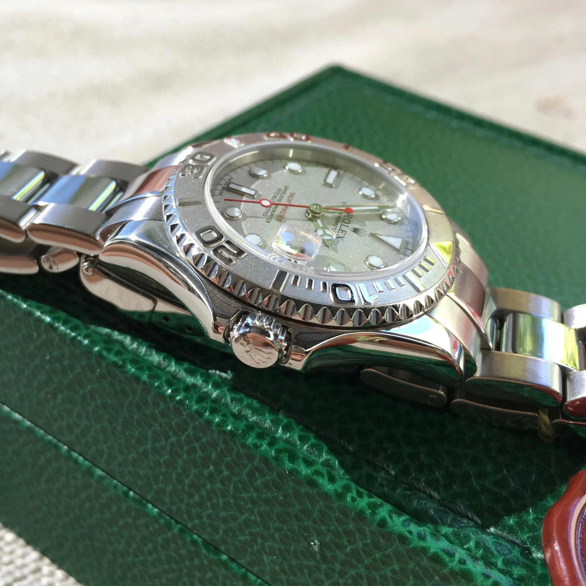 2000 Rolex Yachtmaster 168622 Mid Size "P" Steel Platinum Oyster Ladies Wristwatch