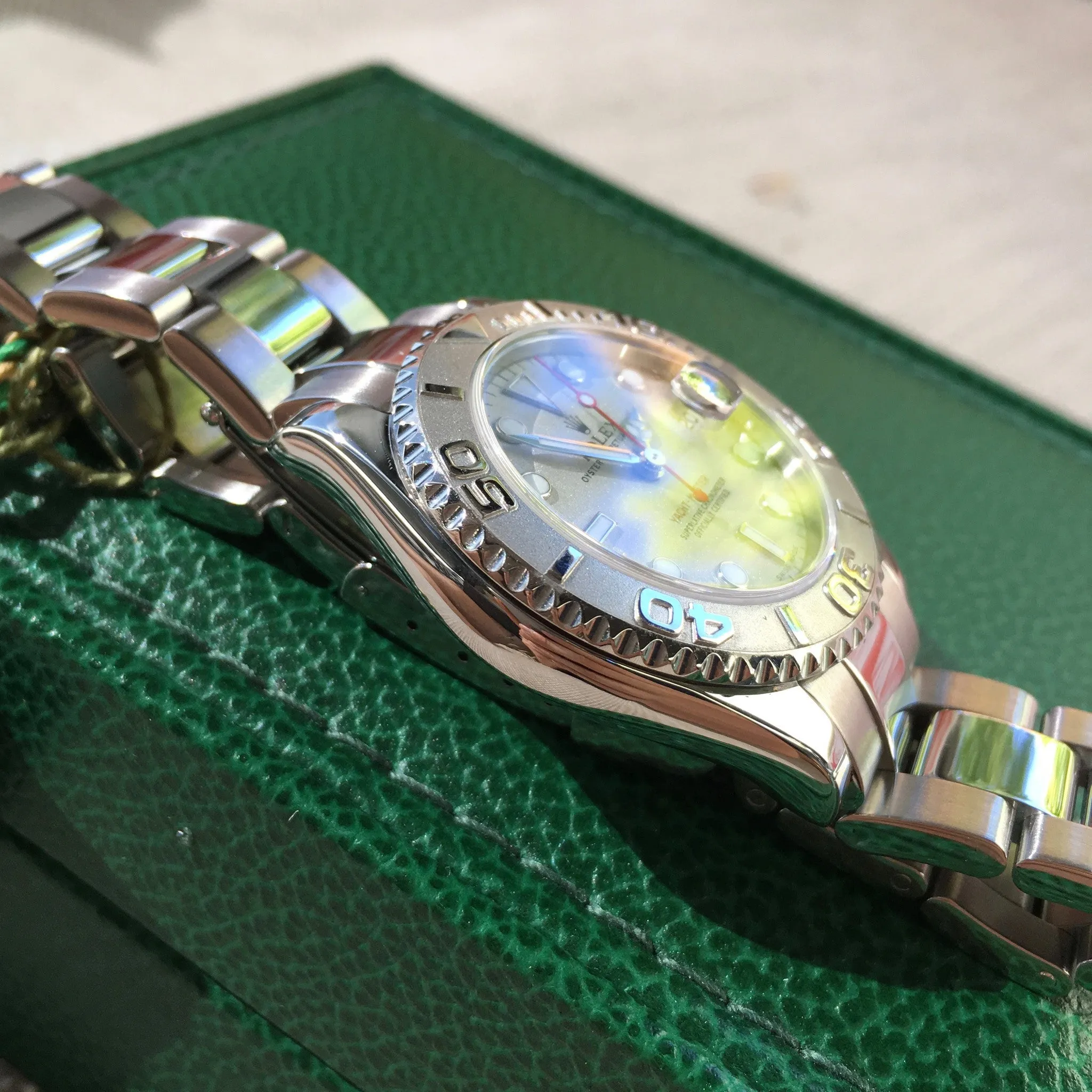 2000 Rolex Yachtmaster 168622 Mid Size "P" Steel Platinum Oyster Ladies Wristwatch