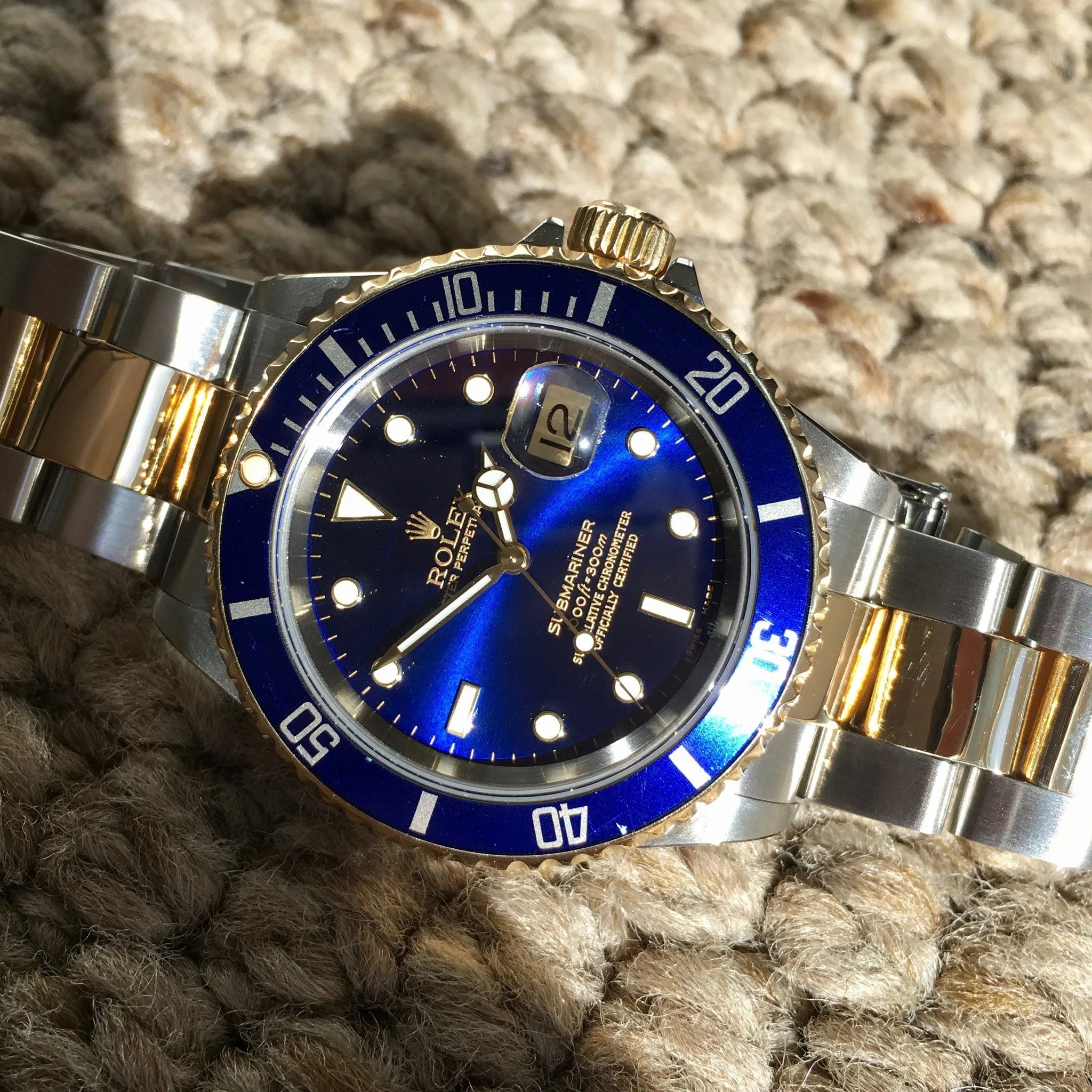 2002 Rolex Submariner 16613 Two Tone Steel 18K Gold "Y" Serial Wristwatch