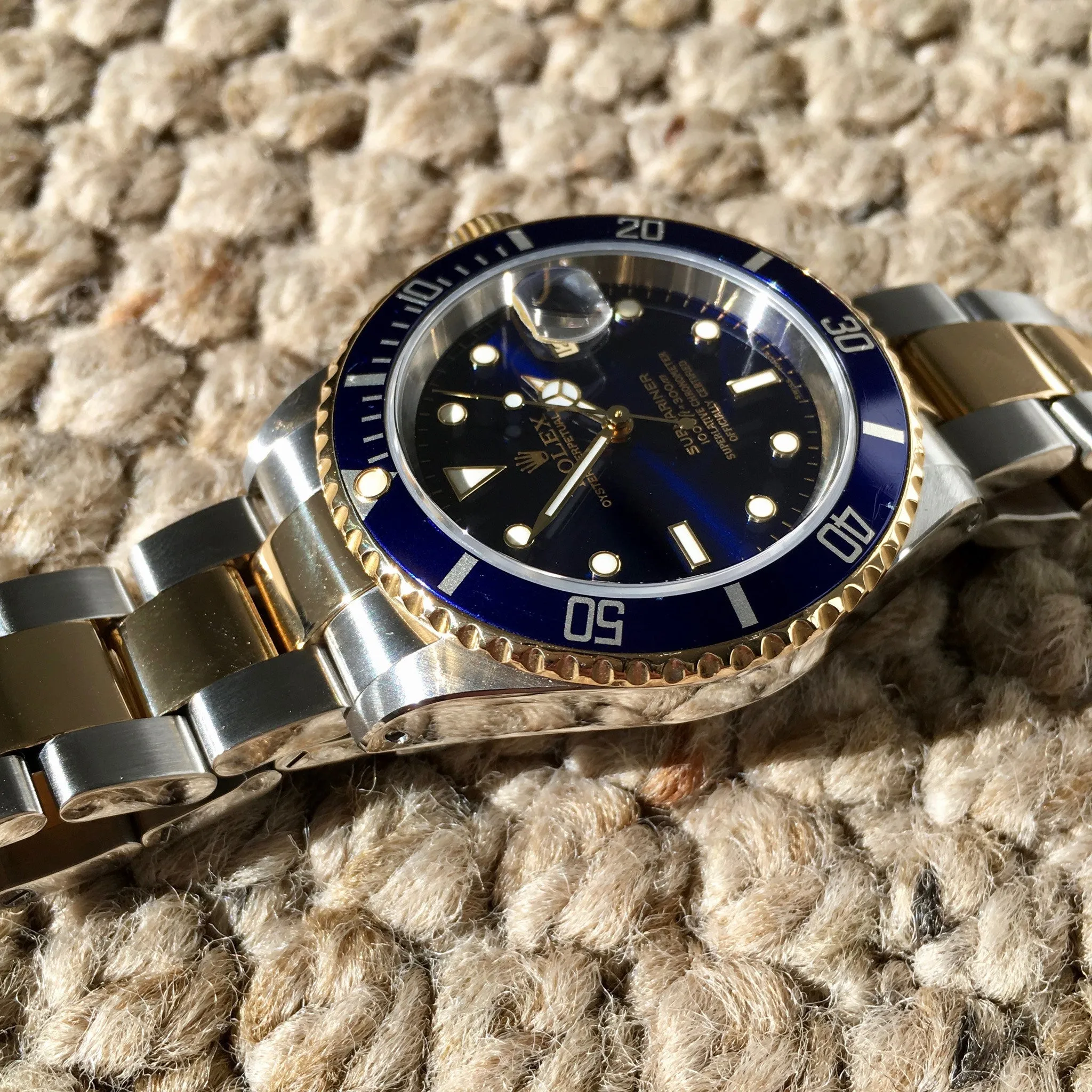 2002 Rolex Submariner 16613 Two Tone Steel 18K Gold "Y" Serial Wristwatch