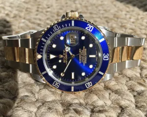 2002 Rolex Submariner 16613 Two Tone Steel 18K Gold "Y" Serial Wristwatch