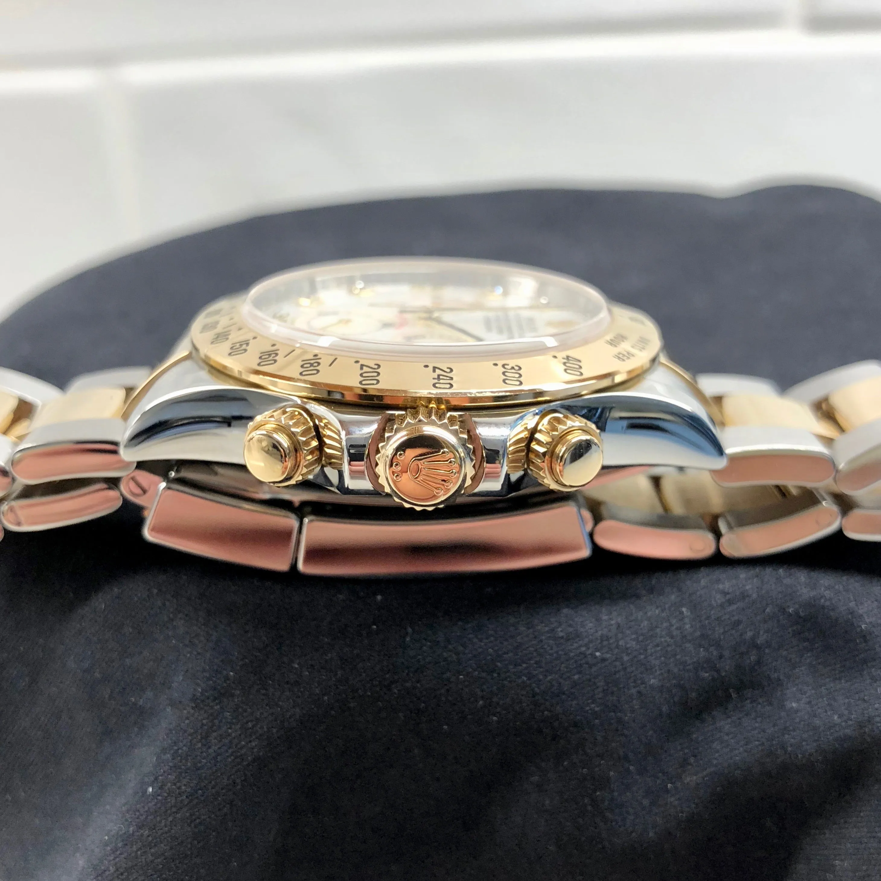 2008 Rolex Daytona 116523 MOP Diamond Two Tone Steel Gold Automatic Caliber 4130 Wristwatch